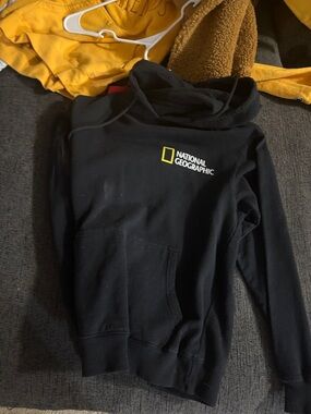 National Geographic Black Hoodie with Yellow Logo